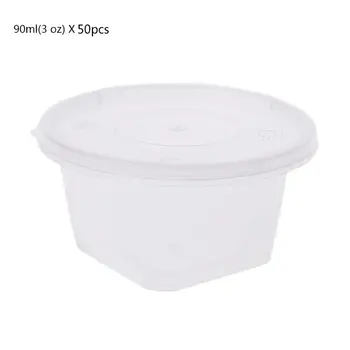 

50Pcs Disposable Puddding Cups Set Of 90ml/3 oz Sauce Pot Container Jello Shot Cup Slime Polygon Storage With Lid For Ketchup