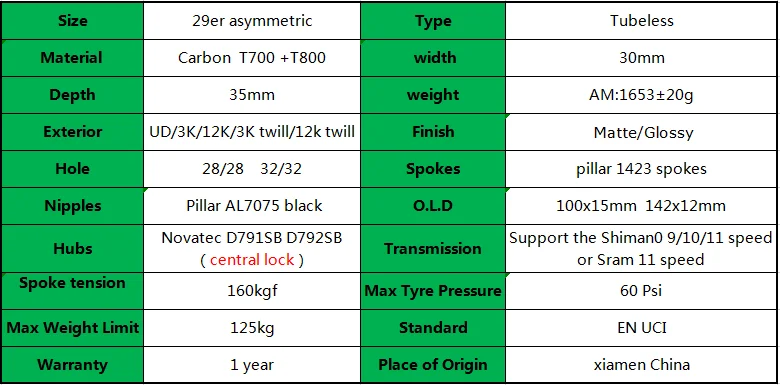29er mtb велосипед карбоновое колесо Асимметричная AM 30x35 мм бескамерная с novatec D791SB D792SB Центральный замок 100x15 142x12 диск mtb Колесная