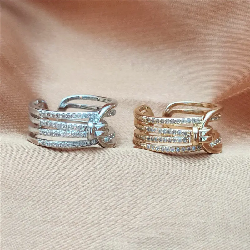 

Korean Luxury Micro Inlay Zircon Anel Gold and Silver Rings for Women Wedding Anillos Statement Jewelry Engagement Ring Gifts