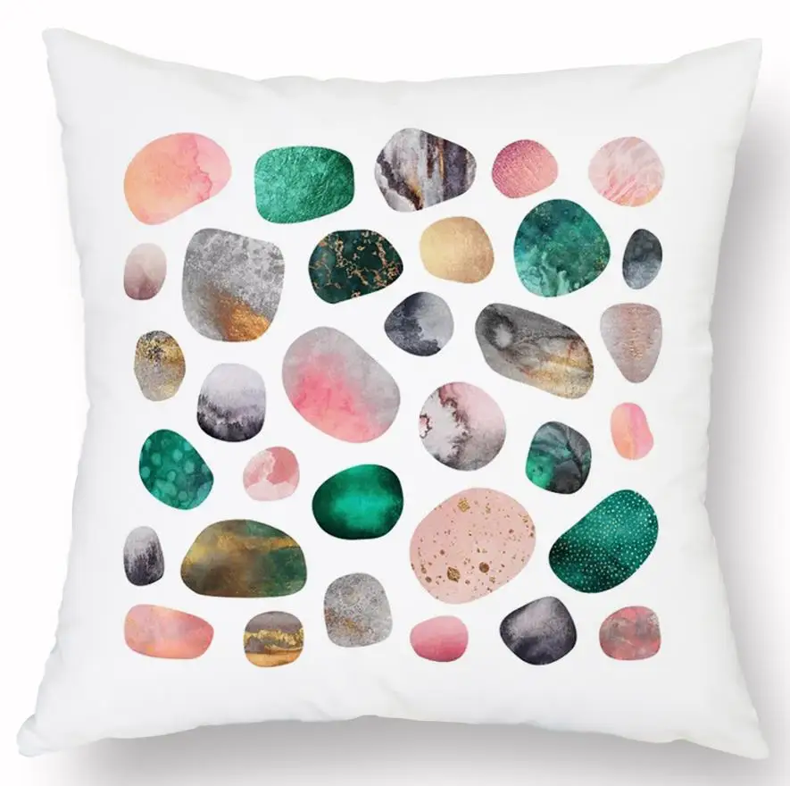 Scandinavian Style Creative Geometric Pattern Cushion Personality Marble Printed Pillow Watercolor Landscape Painting For Home - Color: A19