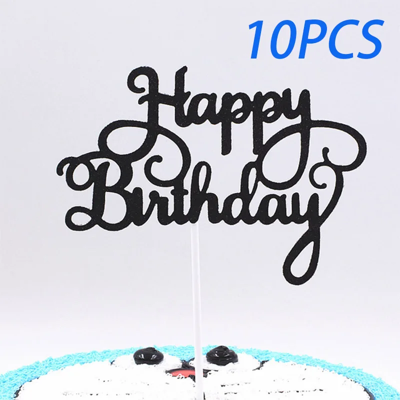 Карточка с блестками Happy топперы для торта на день рождения 10 шт. | Дом и сад