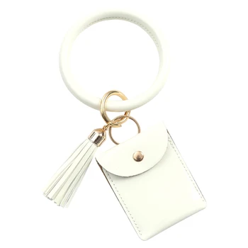

Women With Zip Wristlet Keychain Fashion PU Leather Mini Coin Purse Ornaments Credit Card Tassel Pendant Gift Daily Portable