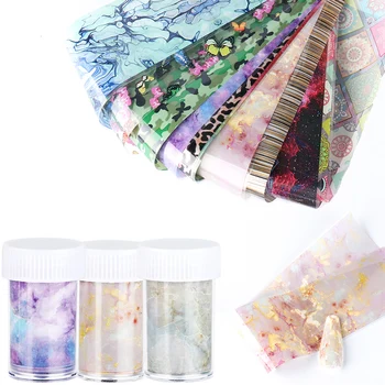 

100*4cm Marble Design Nail Art Transfer Foils Butterfly Starry Sky Full Nail Wraps Transfer Sticker Decals Manicure Decor NT1575