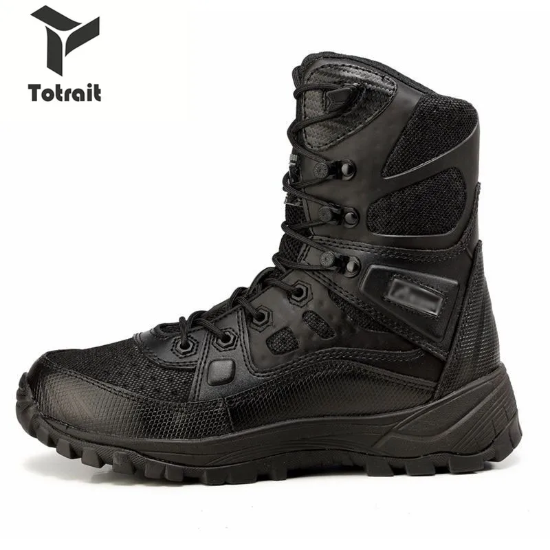 

TOtrait Hiking Shoes Winter Snow high quality military Flock Desert boots men tactical combat boots botas work Safety shoes