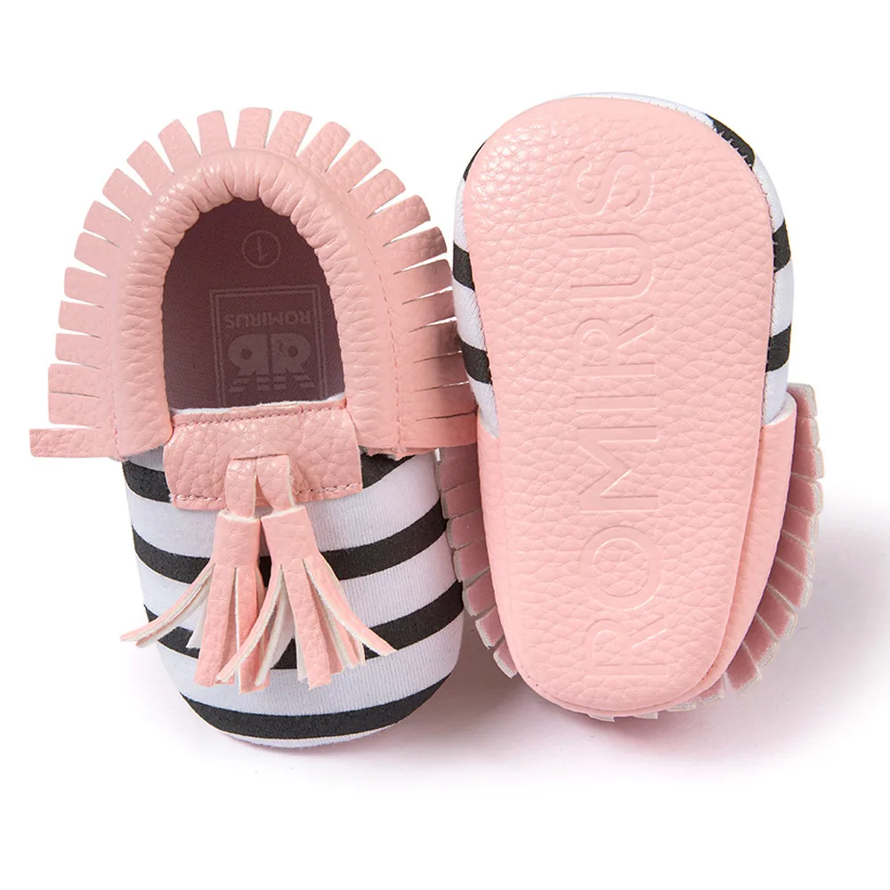Baby Crib Tassels Bowknot Stripe Shoes Toddler Sneakers Casual Shoes Anti-slip Soft Sole Baby Shoes Newborn Hot Sale