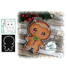 

Gingerbread Man Metal Cutting Dies and Clear Stamps for Scrapbooking Seal Craft Stencil Model Album Sheet Die Cut Mold Template