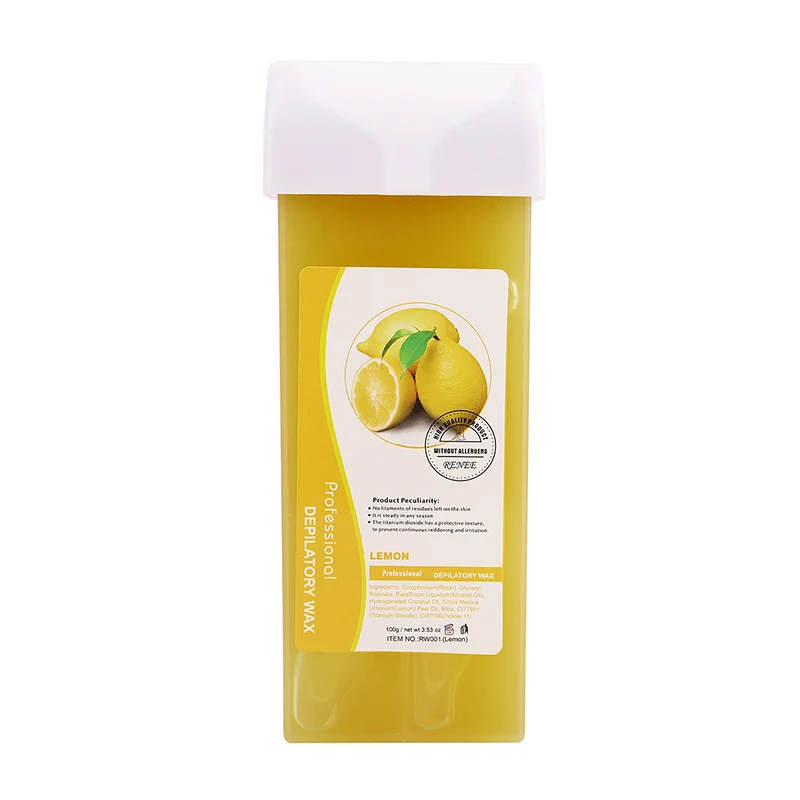 Lemon 100g Мёд восковой картридж для депиляции волос крем для удаления клубника рулон жаркие патронный нагреватель для воска для удаления волос воском для удаления волос - Цвет: Lemon