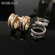 MAIKALE роскошные большие круглые серьги-гвоздики с покрытием из кубического циркония ААА, полые позолоченные серебряные серьги для женщин, ювелирные изделия, подарки