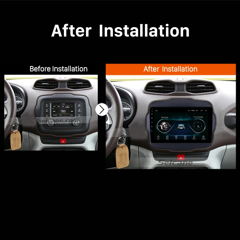 Top Seicane 9" Android 8.1 2Din Car GPS Radio For 2016 Jeep Renegade Multimedia Player with USB Bluetooth WIFI 1080P Aux autostereo 5