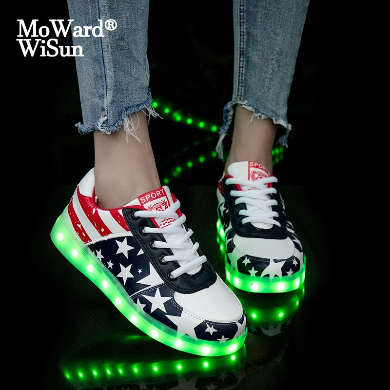 14 91 31 de descuento zapatillas de deporte brillantes para ninos y mujeres zapatos con luces led con carga usb deportivas luminosas para ninos y