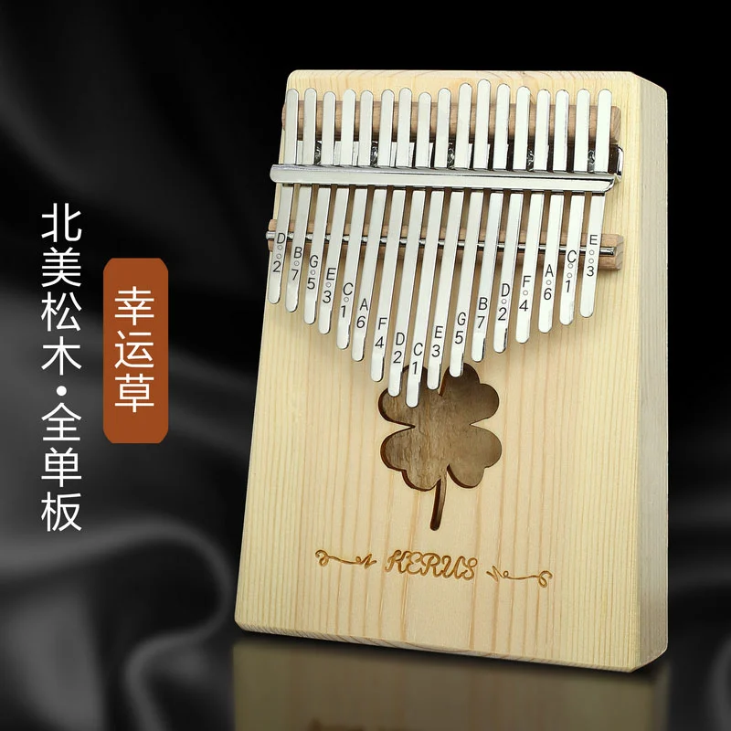 Kerus 17 teclas piano de pulgar Kalimba hecho por una sola placa de madera de caoba cuerpo instrumento Musical - Цвет: Four-leaf clover