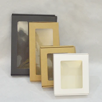 

10pcs Kraft Paper Box For Packaging Customized Boxes With Logo Packing Box With Window Black Packing Box Personalisation White