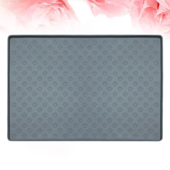 

Home Creative Cushion Soft Silicone Floor Mat Durable Feeding Mat Anti-Slip Food Pad for Pet Cat Dog (Grey)