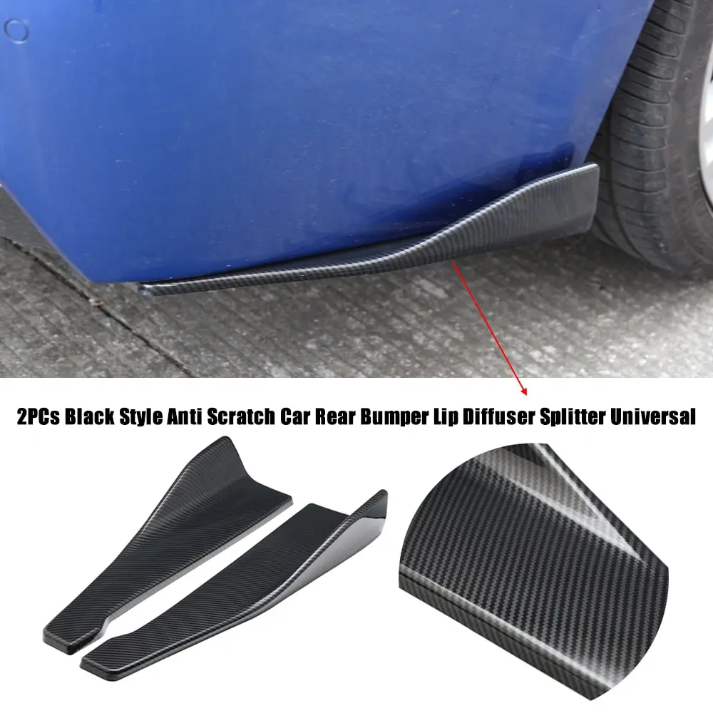

Universal 2PCs Anti Scratch Car Rear Bumper Lip Diffuser Splitter Black For Tesla Model 3 Bmw Ford Volkswagen Audi Peugeot
