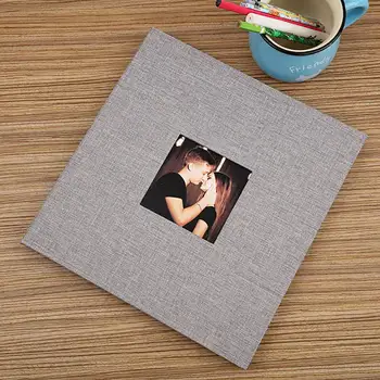 

DishyKooker Linen Cover Picture Album Self-adhesive Film DIY Handmade Memory Photo Book Home Decor Gift