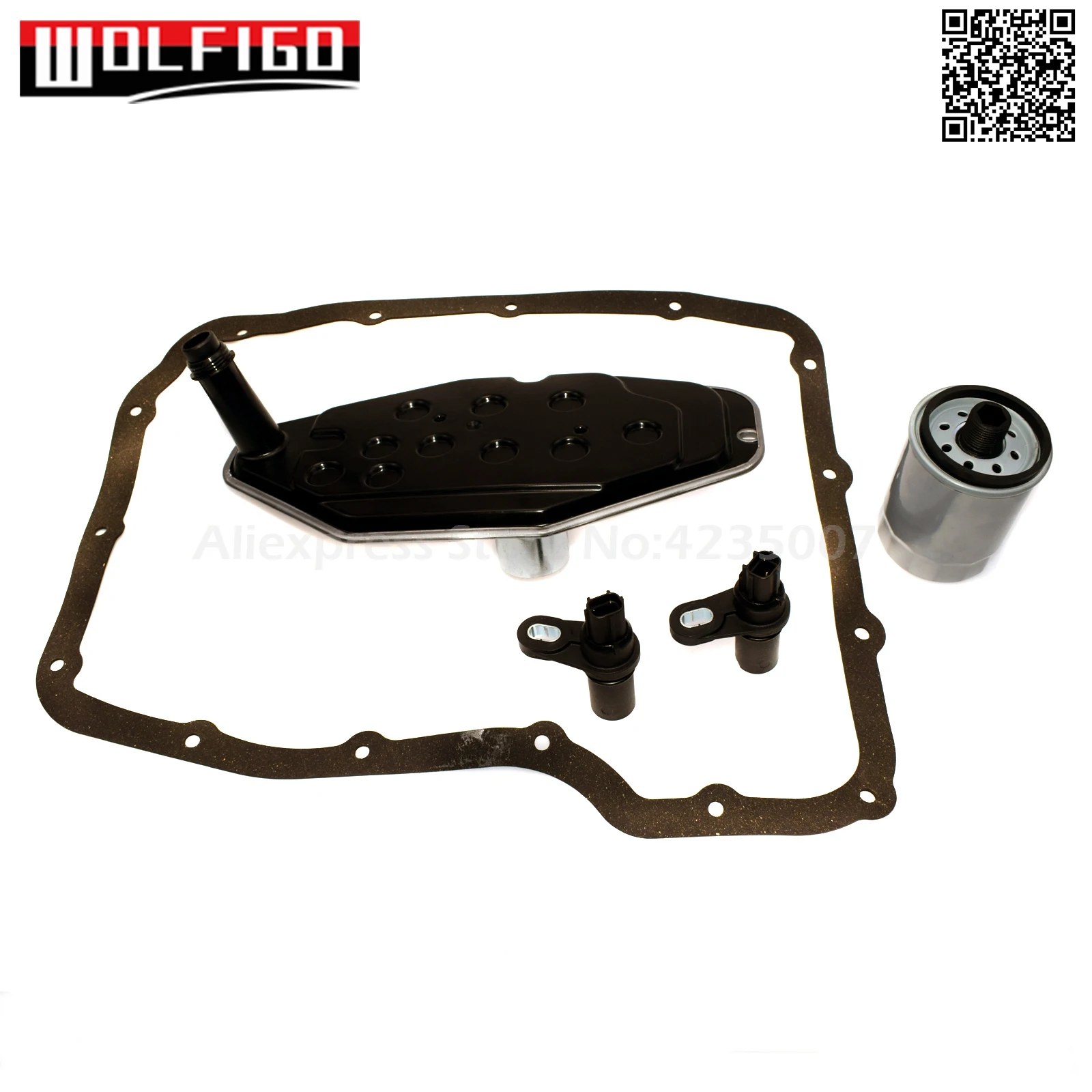 WOLFIGO New 45RFE 545RFE 68RFE Transmission Sensors W/ 4WD Filter & Pan Gasket For CHRYSLER Dodge Durango 5015267AC,04799061AB