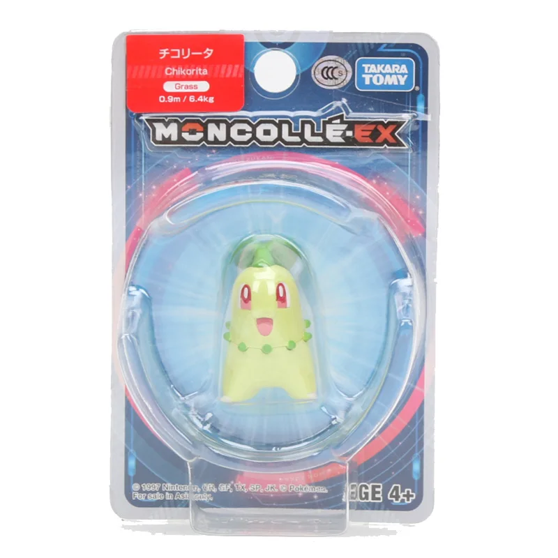 Takara Tomy Покемон Аниме солнце и луна EX Squirtle Rowlet Mimikyu фигурка 1," модель игрушки Kawaii модель украшения кукла подарок - Цвет: Chikorita