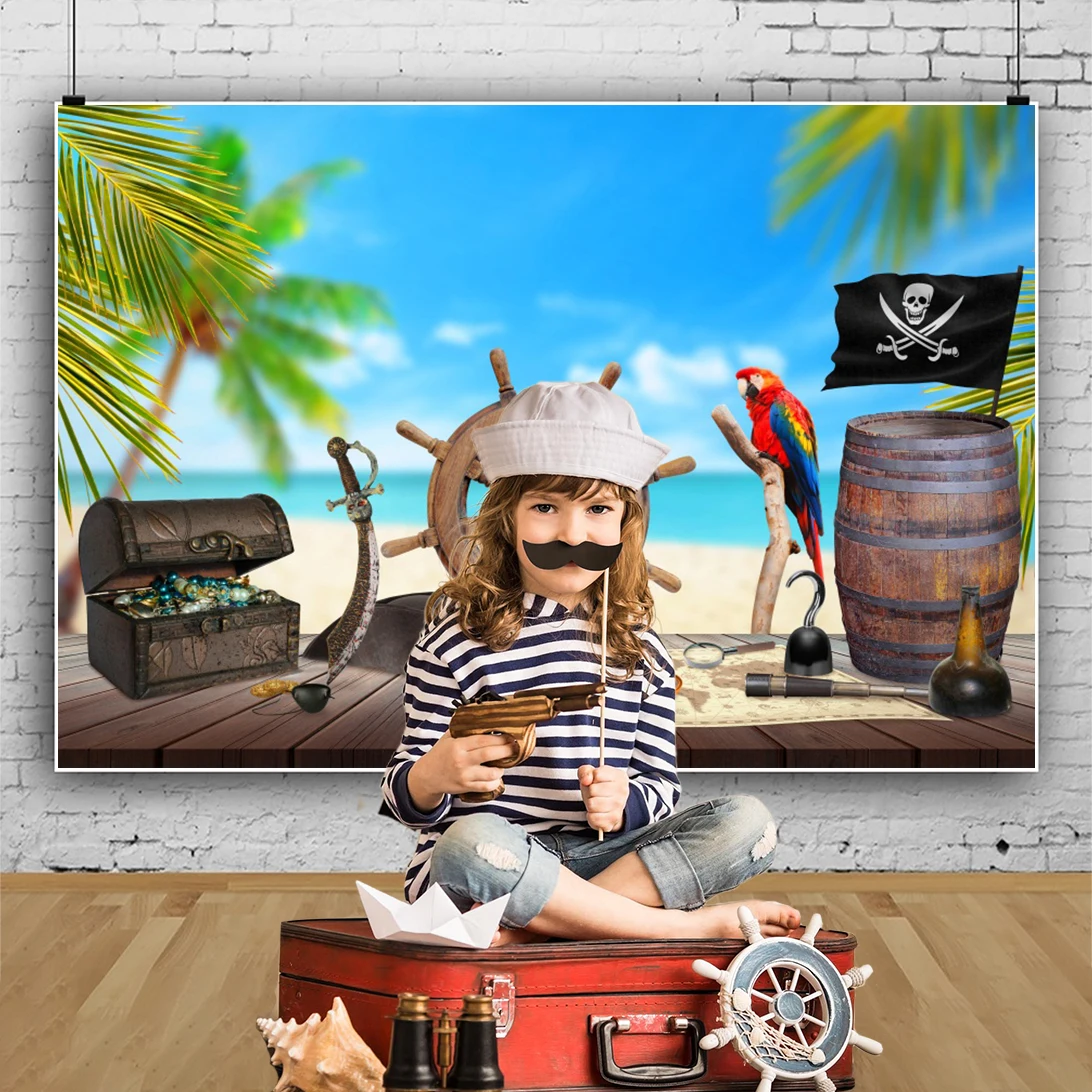 Pirate Backdrops Photography Treasure Old Map Baby Shower Birthday Party Decor Portrait Photographic Background For Photo Studio