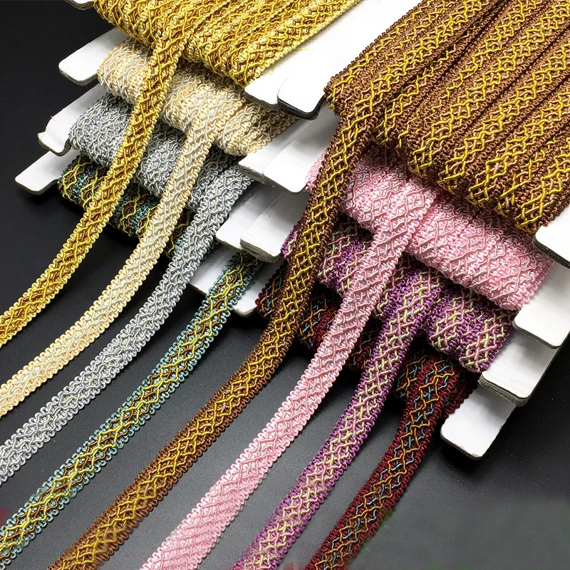 19meters/lot Gold Brown Bullion Centipede Lace Trim Diy Accessory Wavy Webbing Braided Edge for Cushion Curtain decoration | Дом и сад