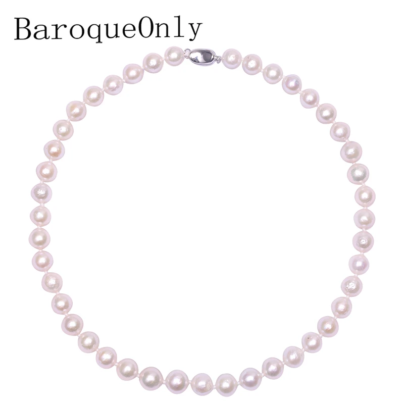 Ожерелье чокер с натуральным пресноводным жемчугом BaroqueOnly белый круглый жемчуг