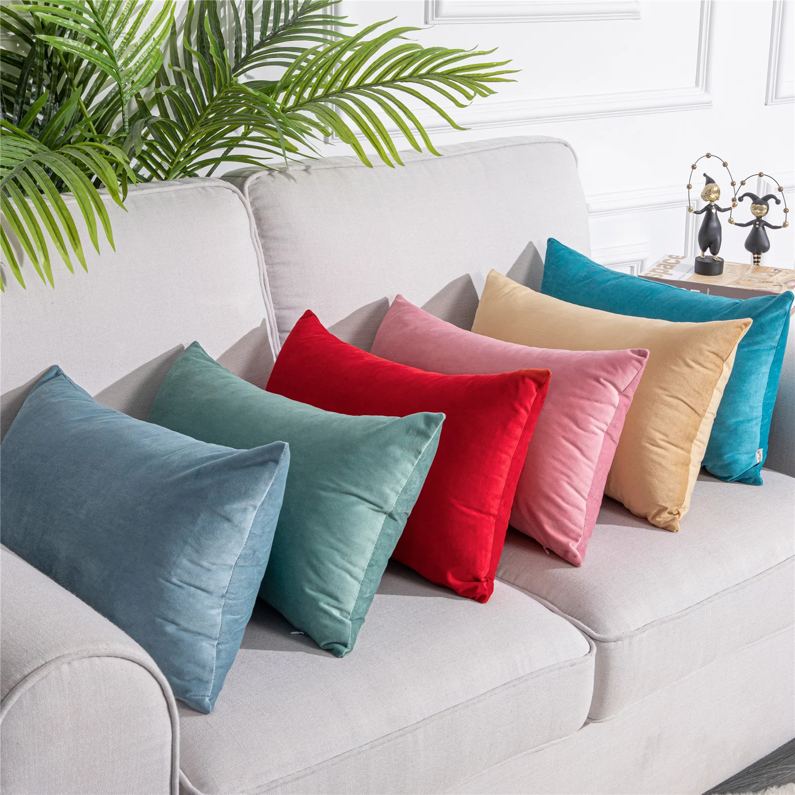 Alg Home Decoration Covered Velvet Pillow Cover, Super Soft Plush Waist