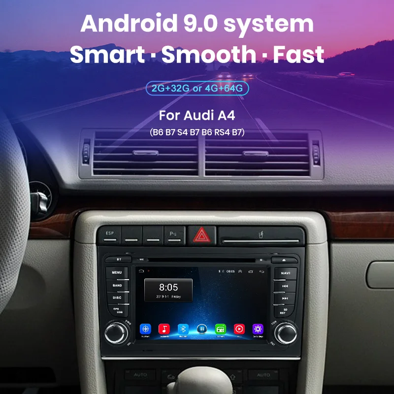 Junsun 4G+ 64G Android 9,0 Carplay DSP автомобильный Радио мультимедийный плеер gps навигация для Audi A4 B6 S4 RS4 B7 SEAT Exeo 2 Din DVD
