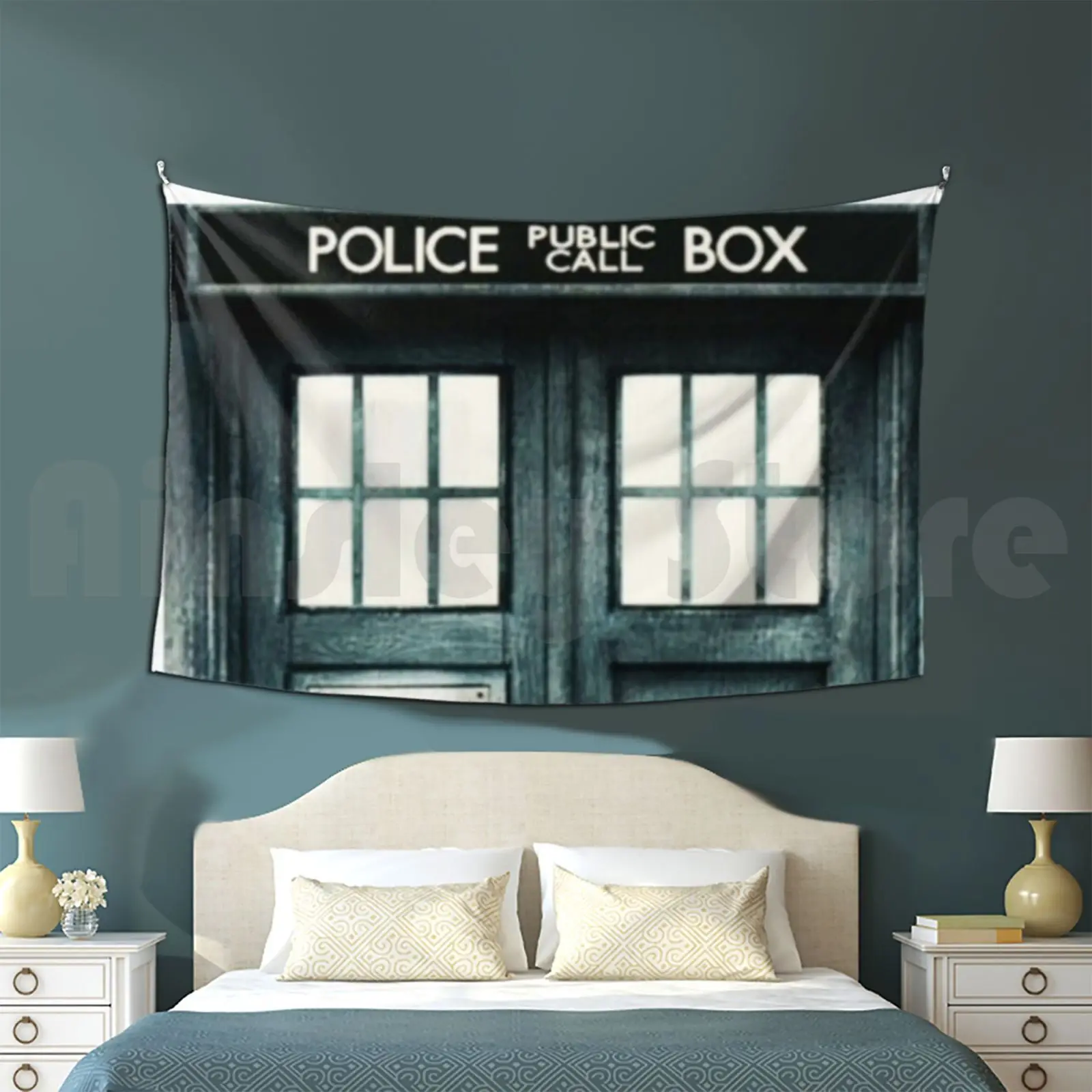 Tardis Tapestry Living Room Bedroom 2978 Tardis Who Dw Nerd Geek Love Cute Doors Blue Box Plain