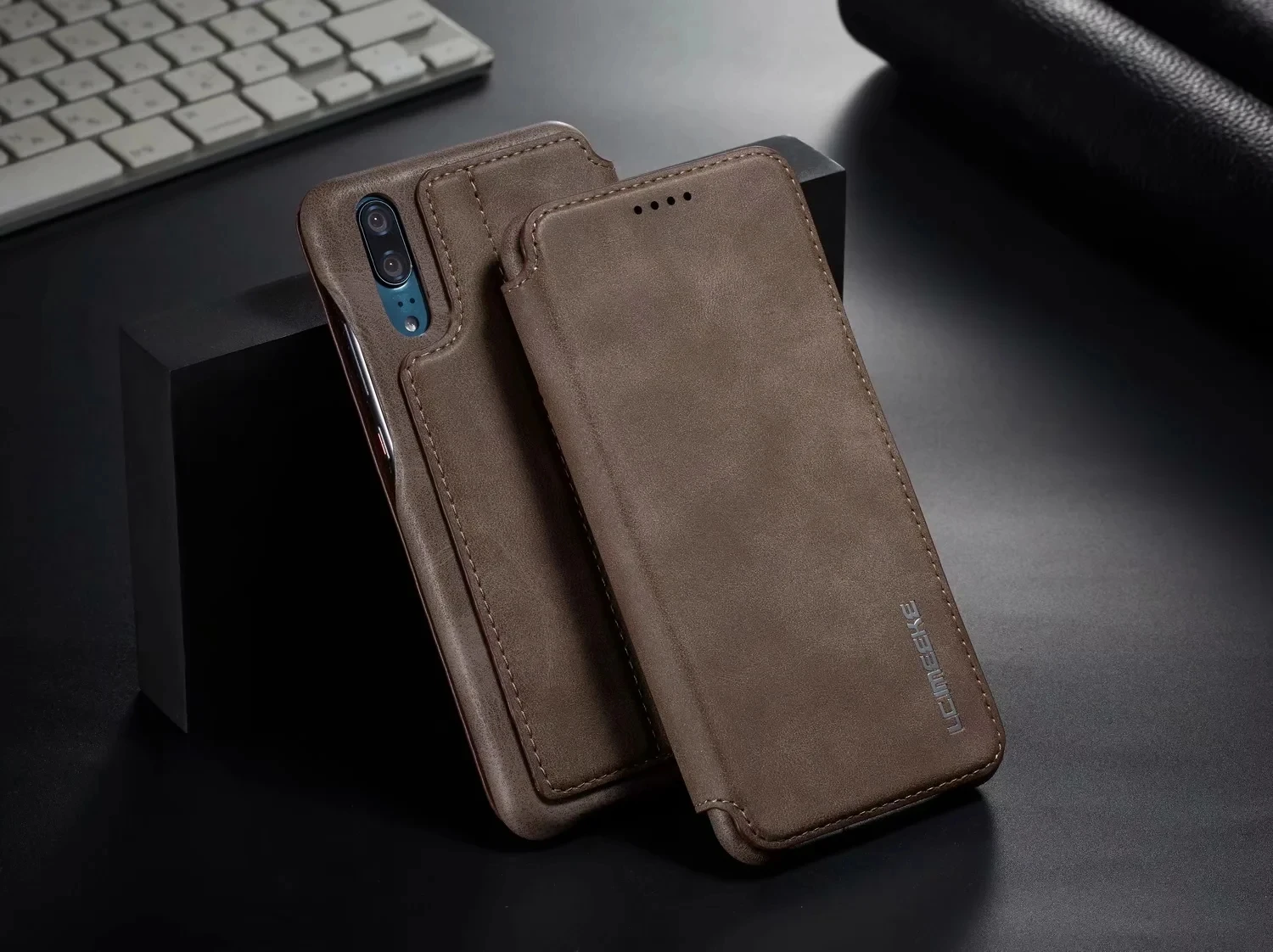 Luxuriöse Leder-Flip-Cover-Hülle für Huawei P20 P30 P40 Pro Lite Thin Slim mit Kartensteckplatz_voghion.com