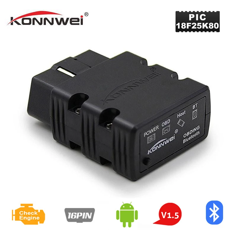ELM327 V1.5 OBD2 Car Scanner Mini Bluetooth OBD 2 Scanner Elm 327 PIC18F25K80 Chip Auto Diagnostic Tool For Android