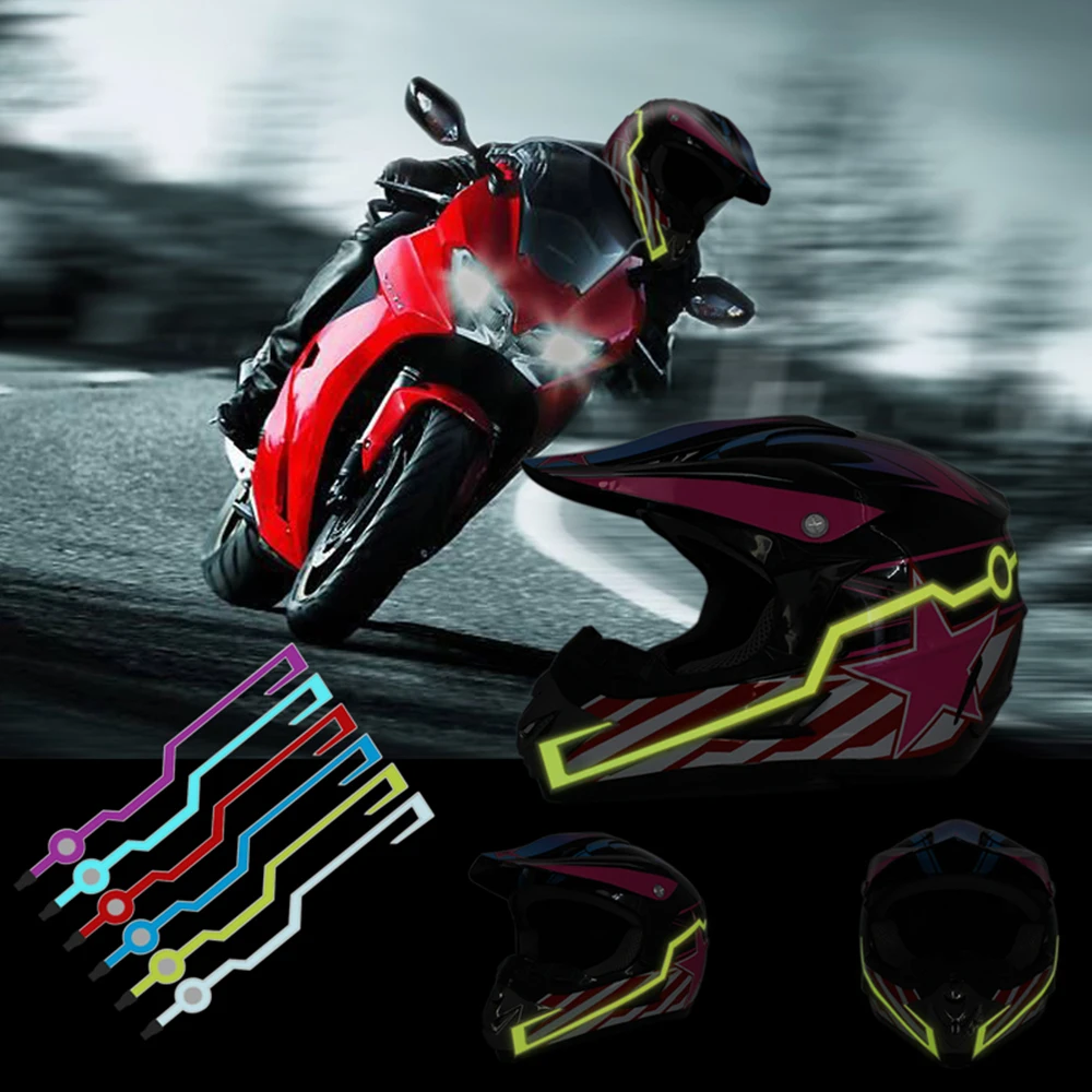 

Nrodson Motorcycle Bar Helmet Signal Durable Flashing Stripe Night Riding Helmet Kit Waterproof LED Light Strip