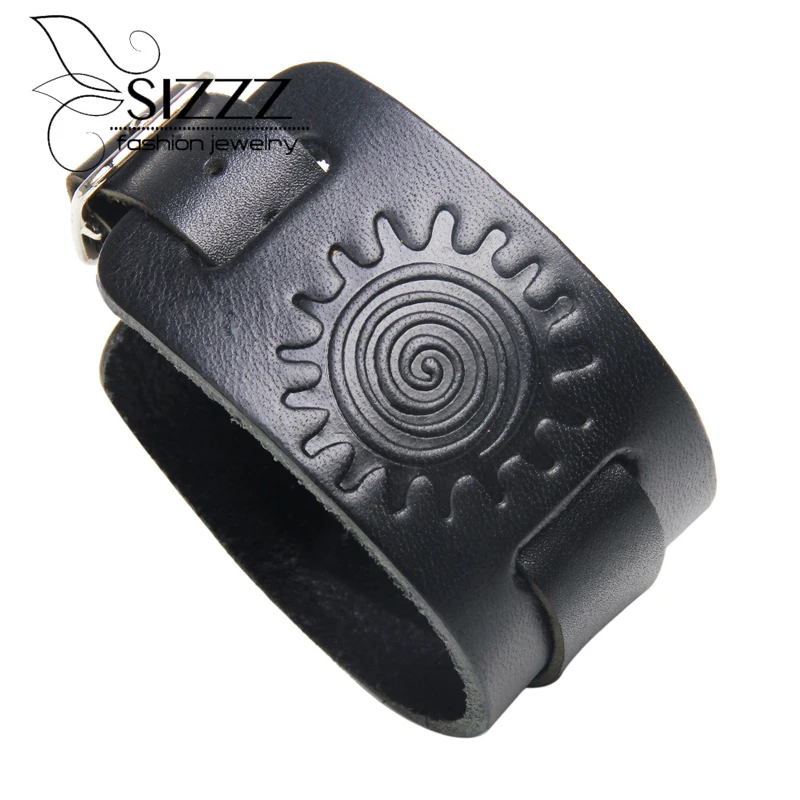 

2019 29.3CM*4CM Totem leather bracelet wholesale jewelry source leather bracelet&Bangles For Women/men