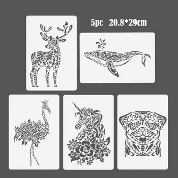 

5pc Unicorn Stencil Bullet Journal Painting Template DIY Wall Painting Scrapbook Coloring Embossing Album Decorative Template