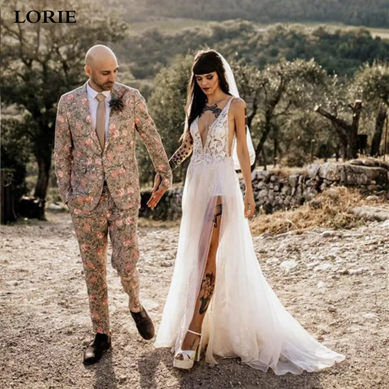 Свадебное платье LORIE в стиле бохо сексуальное из искусственной кожи на тонких
