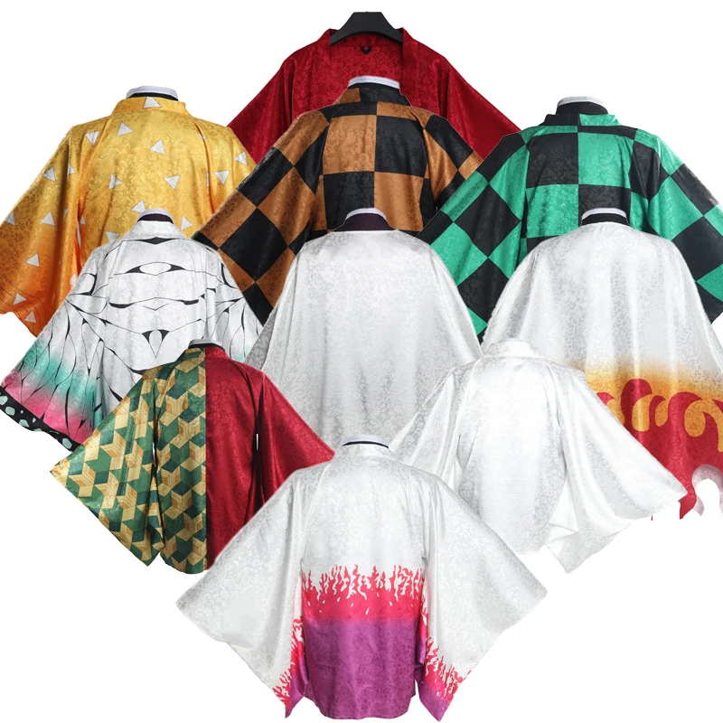 Фото Карнавальный халат для косплея Kamado Tanjirou Kochou Shinobu Rengoku Kyoujurou Tomioka Giyuu Haori Yukata, повседневный кимоно, накидка №1