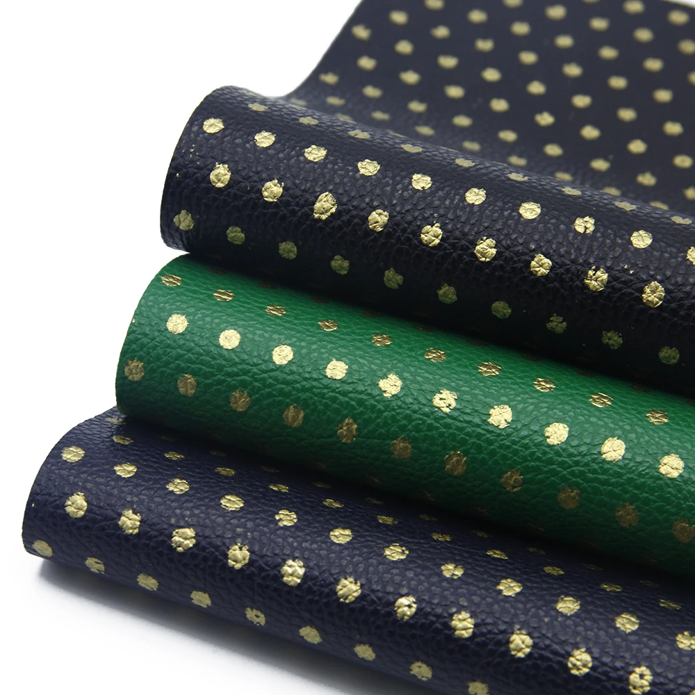 

New 20*34cm Solid Color Gold Dots Synthetic Leather Patchwork For Hair Bow Handbags Handmade Materials DIY,1Yc7320