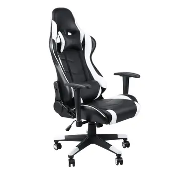 

White 360 Degree Rotation Gaming Chair High Back Computer Office Chair With Headrest Lumbar Support Racing Gaming Chair