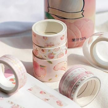 

Kawaii 10pcs/pack Peach Washi Masking Tape For Crafts Diary Decorative Adhesive Tape Japanese School Stationery