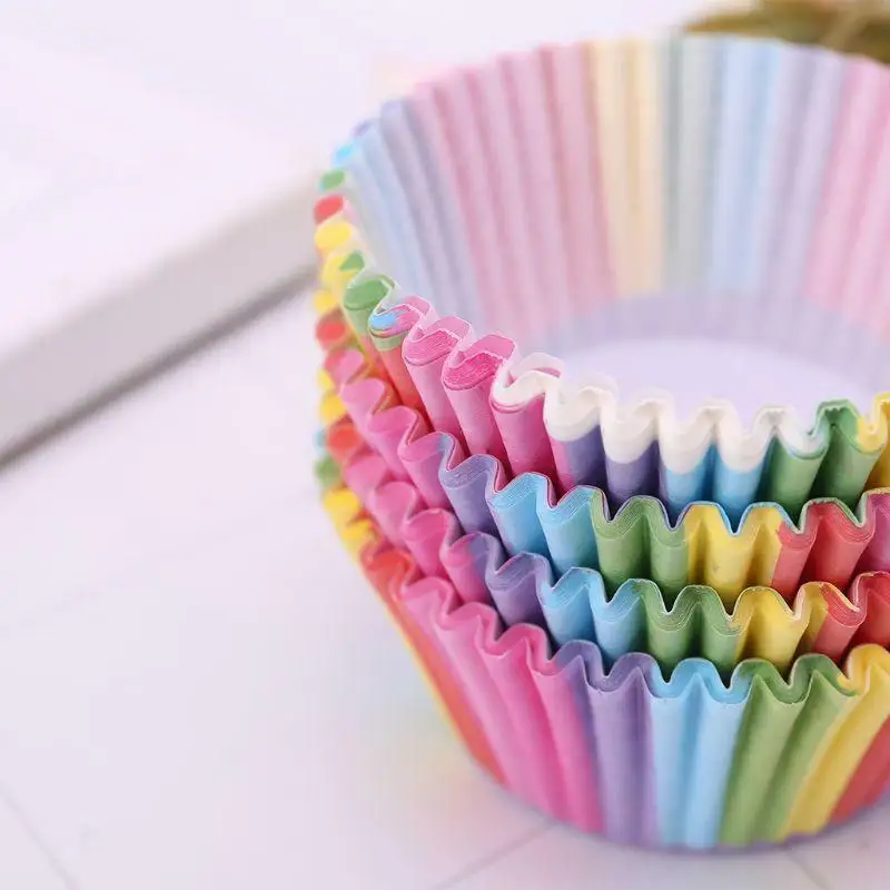 100 шт. радужные бумажные вкладыши для кексов футляры торта Топпер выпечки