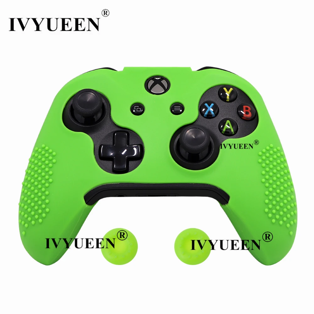 Зеленый IVYUEEN 14 цветов силиконовый чехол для microsoft Xbox One X S тонкий контроллер Шипованный защитный чехол с ручкой для большого пальца - Цвет: Зеленый