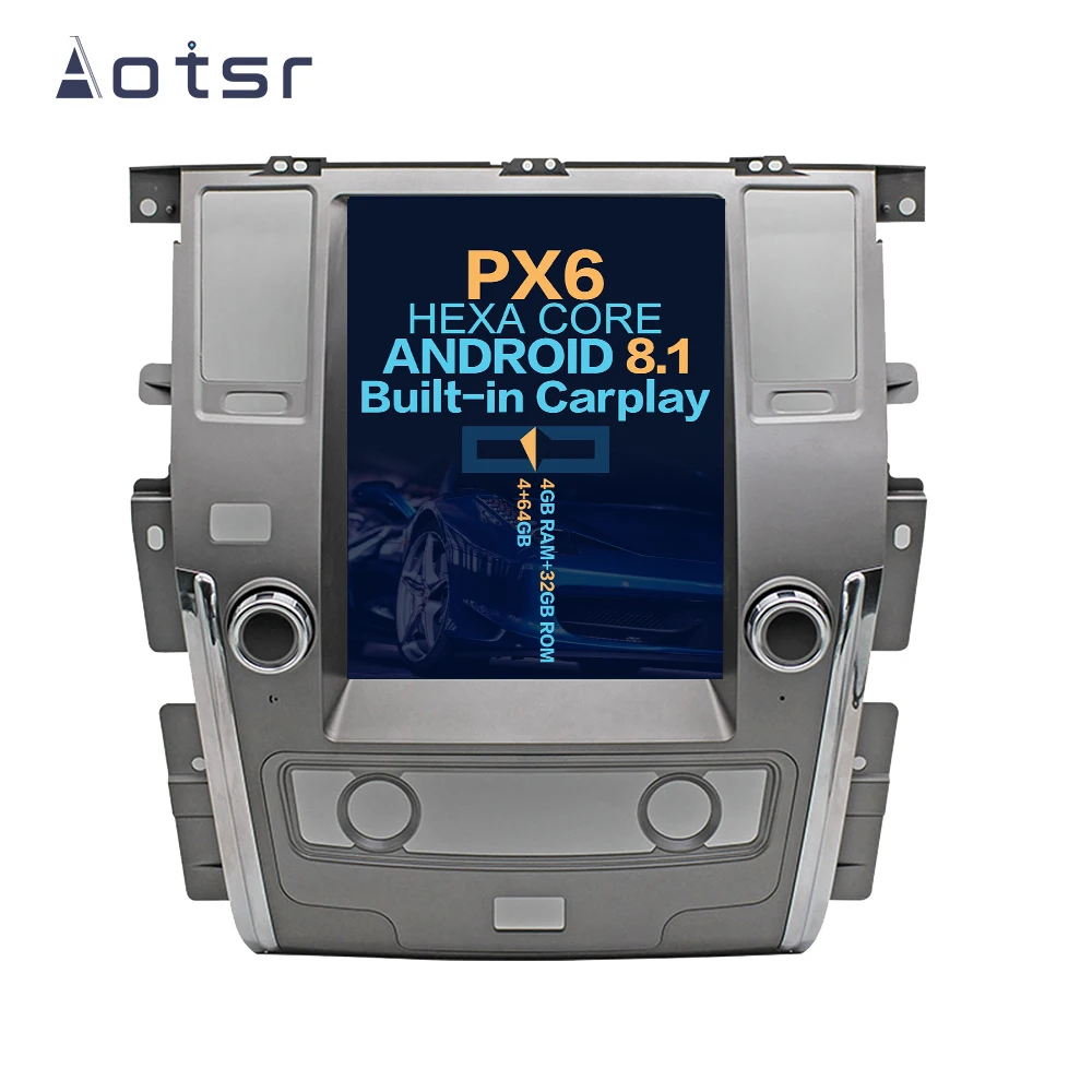 Best Aotsr Tesla 12.1“  Vertical screen Android 8.1 Car DVD player GPS Navigation For NISSAN Patrol 2010-2018 low version carplay 0