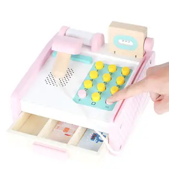 

Kuulee Wooden Simulation DIY Children Play House Cash Register Set for Boys and Girls Puzzles Play House Toy