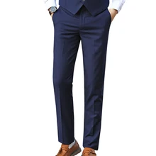 Мужской костюм, брюки, Бизнес Стиль, чистый цвет, повседневные брюки, формальные, хлопок, брюки для мужчин, мужские брюки, облегающие, мужские, размера плюс