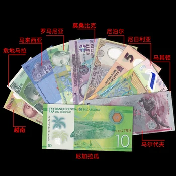 

Free shipping! Lot 10 PCS Polymer Banknotes Set from 10 Different Countries, UNC, Gift, Collection, Original Notes