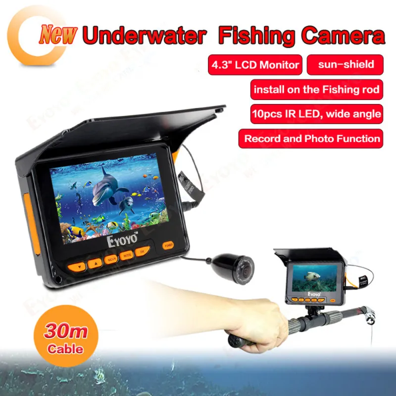 

TOMOUNT 20M30M Underwater Camera for Fishing 4.3" LCD Monitor Fish Finder10pcs IR LED Angle Video Camera Winter Fishing Camera