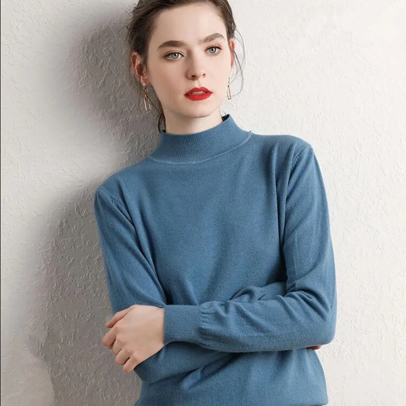 Goede GCAROL Vrouwen Half Coltrui Trui 30% Wol Dikke Warme Jumper Herfst Winter Korte Gebreide Trui Stretch Plus Size 2XL