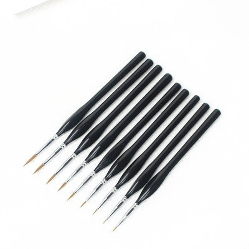 9Pcs/Set Hook Line Soft Hair Pen Oil Watercolor Painting Brush Drawing School Students Supplies