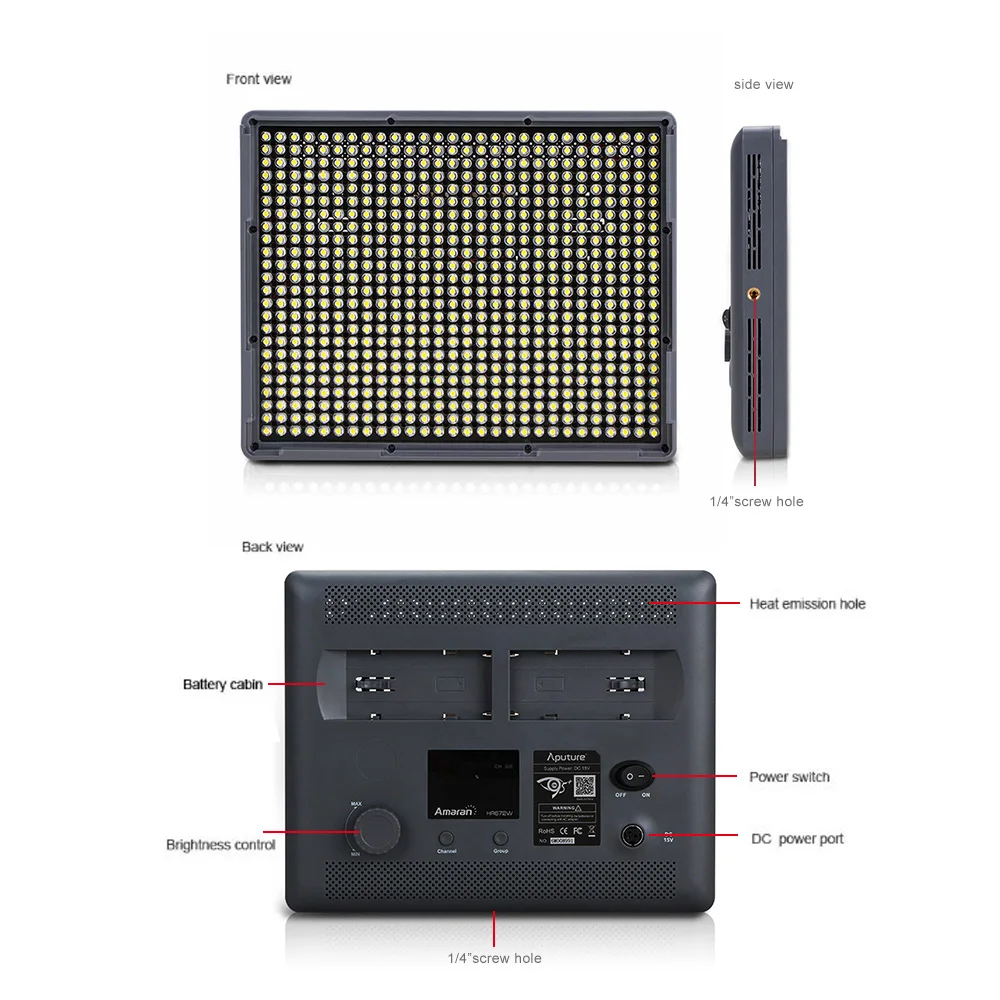 Aputure Amaran HR672W светодиодный светильник CRI95+ 672 светодиодный светильник Панель регулировки яркости с беспроводным пультом дистанционного управления