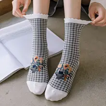 

cute flowers socks retro designer frilly kawaii women sokken japanese fashion calcetines harajuku preppy style slouch meias