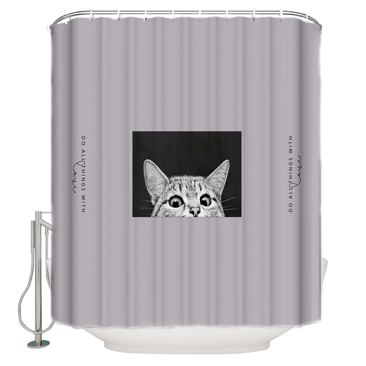 Peeping Cat серый черный занавеска для душа моющаяся домашняя Ванна Декор занавески s с 12 крючками