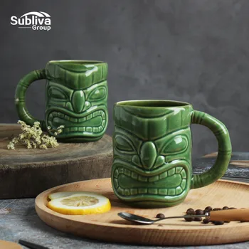 

450ml Hawaii Tiki Mugs Cocktail Cup Beer Beverage Mug Wine Mug Ceramic Easter Islander Tiki Mug Bar Tool